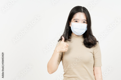 Wearing Medical Mask for Preventing Corona Virus Of Beautiful Asian Woman Isolated On White