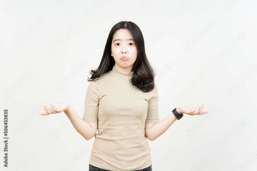 Doubt Confused, Don't know Gesture Of Beautiful Asian Woman Isolated On White Background Doubt Confused, Don't know Gesture Of Beautiful Asian Woman Isolated On White Background