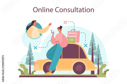 Tourism expert concept. Agent creating and selling personal travel tour.