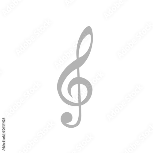 treble clef icon on a white background, vector illustration