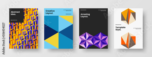 Free Download Amazing mosaic pattern company brochure illustration collection. Creative cover design vector concept bundle. - GFXLoad