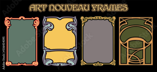 Art Nouveau Retro Decorative Frames. 1920s-1930s Modern Style Backgrounds Set
