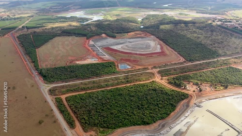 Aerial view of tailings from a niobium beneficiation plant