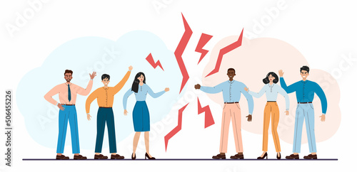 Conflict concept. Business controversy or disagreement. Communicative