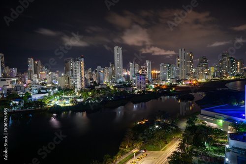 night city, Cartagena, bocagrande at night. night skyline © niltondaly
