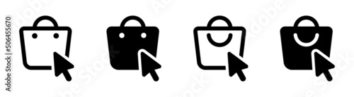 Bag Shopping With Cursor Icon, Vector Illustration