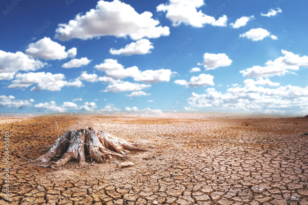 effect of global warming The land is broken and dry, the rain does not fall in season. concept of global warming and environmental change