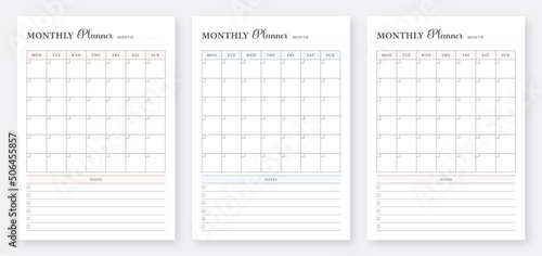 Simple monthly planner. Cute Monthly Planner. Monthly planner printable template. Monthly planner pages design.