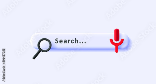 3d illustration of search field with voice recognition. Vector illustration