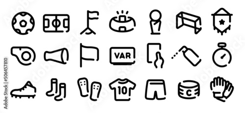 Football,Soccer icon set (Soft bold line version)