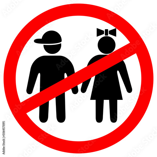 Child icon.Black and White pictogram.zip, Child icon. Black and white pictogram in red Forbidden Sign