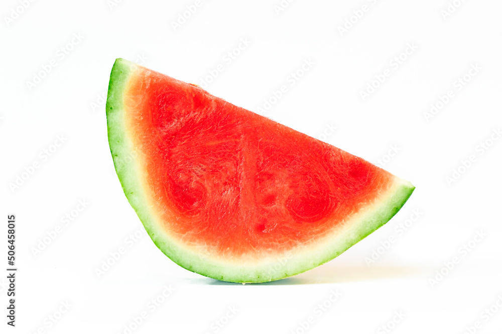 Sliced of ripe watermelon isolated on white background.