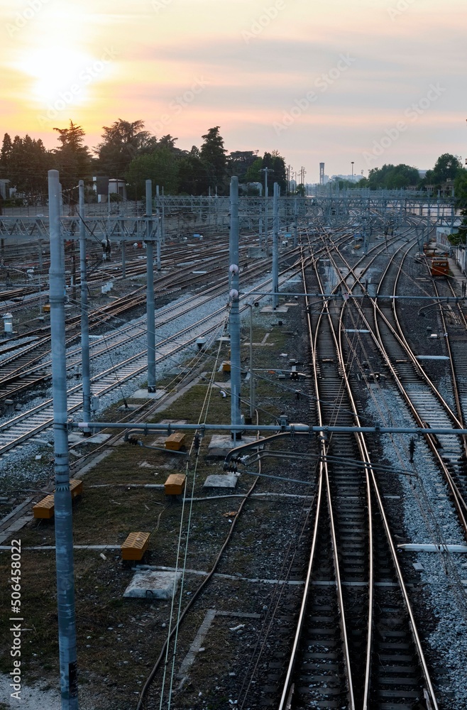 Naklejka premium Central train station in Milan at sunset.