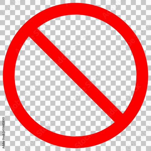 Forbidden sign, empty NO symbol; Vector icon isolated on transparent background