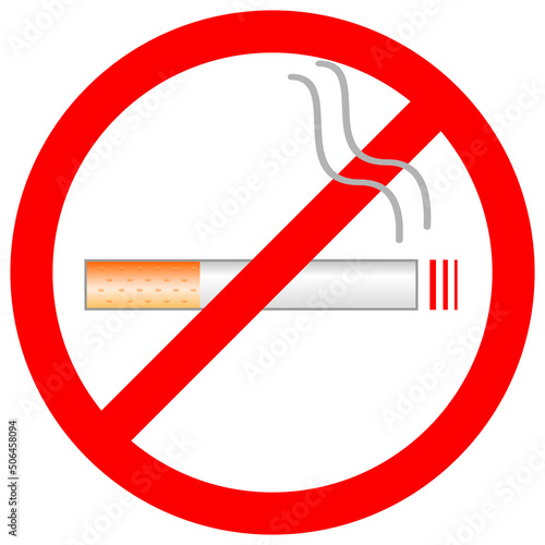 No smoking icon. Coloured pictogram in red Forbidden Sign