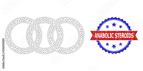 Mesh ring chain carcass illustration, and bicolor rubber Anabolic Steroids watermark. Mesh carcass image based on ring chain icon.