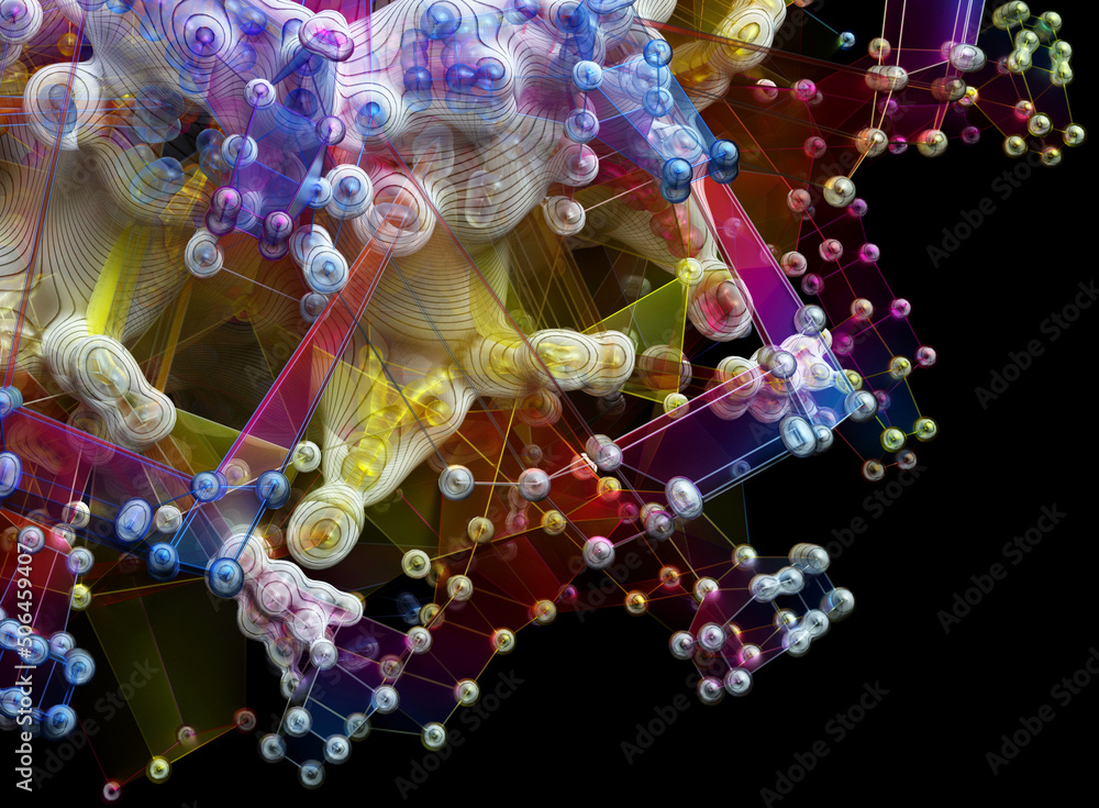 3d render of abstract art with part of surreal kaleidoscopic fractal ...
