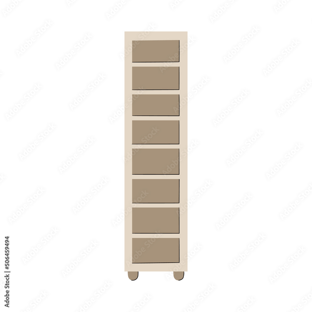 Simple modern wooden rack with shelves in scandinavian style. Great for web design, instructions, cards and apps.