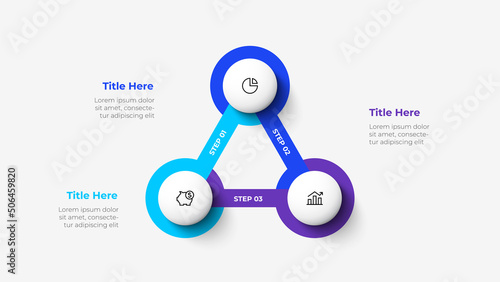 Design concept of 3 steps or parts of business cycle. Infographic design template. Business data visualization.