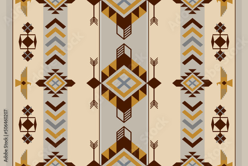 Ethnic pattern and Seamless textures, Navajo Native American, Abstract geometric print, Rustic decorative ornament, Patterns of fabrics for textiles and apparel, Home decoration and art vintage style.