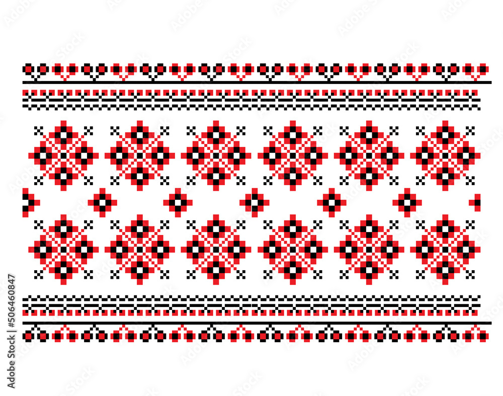 Famous Ukrainian folk seamless pattern design. Ethnic tradininal embroidery ornament of vyshyvanka. Concept of art, beauty, fashion style. Vector Famous Ukrainian folk seamless pattern design. Ethnic tradininal embroidery ornament of vyshyvanka. Concept of art, beauty, fashion style. Vector