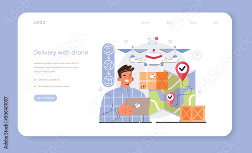 Smart logistics technologies web banner or landing page. Idea of modern