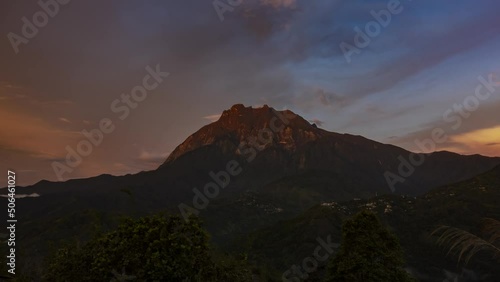 4k ProRes : Time lapse of golden sunset view Mount Kinabalu, Sabah, Malaysia. photo
