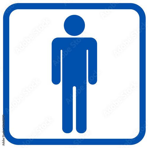 男性用トイレのサイン（枠あり、青）