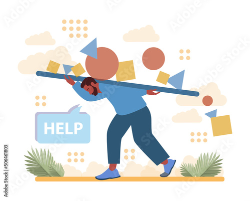 Asking for help concept. Character seeking support from other