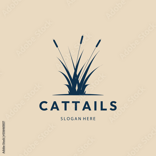 cattails vintage logo, icon and symbol, with emblem vector illustration design