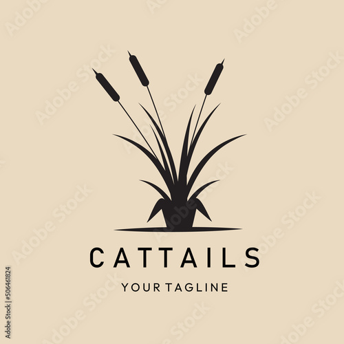 cattails vintage logo, icon and symbol, with emblem vector illustration design