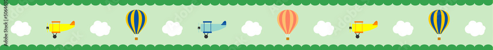 Naklejka premium 飛行機と気球のフレーム