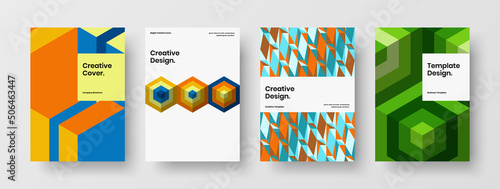 Minimalistic geometric hexagons banner layout set. Abstract corporate identity design vector illustration collection.