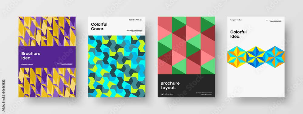 Amazing geometric hexagons banner template composition. Isolated brochure vector design layout set.