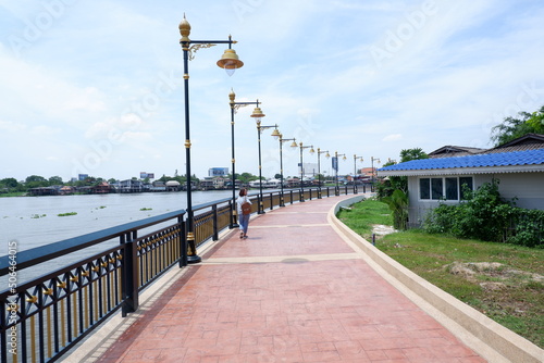 Pathway along the Chao Phraya River The main river of Thailand