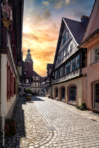Beautiful old town of Haslach im Kinzigtal at sunset, Germany © EKH-Pictures