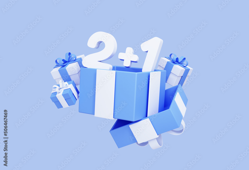 Sale marketing concept with buy 2 get 1 free promotion. Black Friday