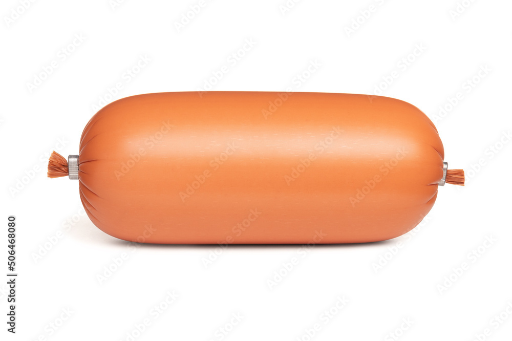 Ham sausage package. Isolated on white background. Ham sausage package. Isolated on white background.