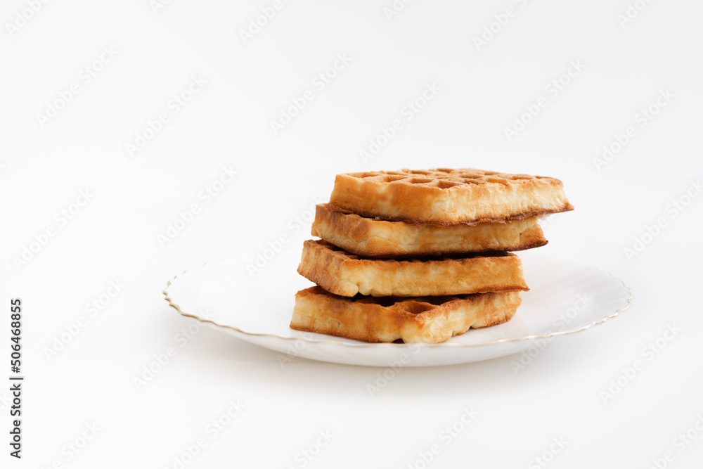 Waffles isolated on white background. top view Waffles isolated on white background. top view