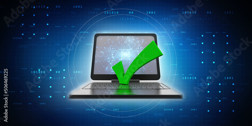 Wallpaper Mural 3d illustration Checkbox Tick on laptop Torontodigital.ca