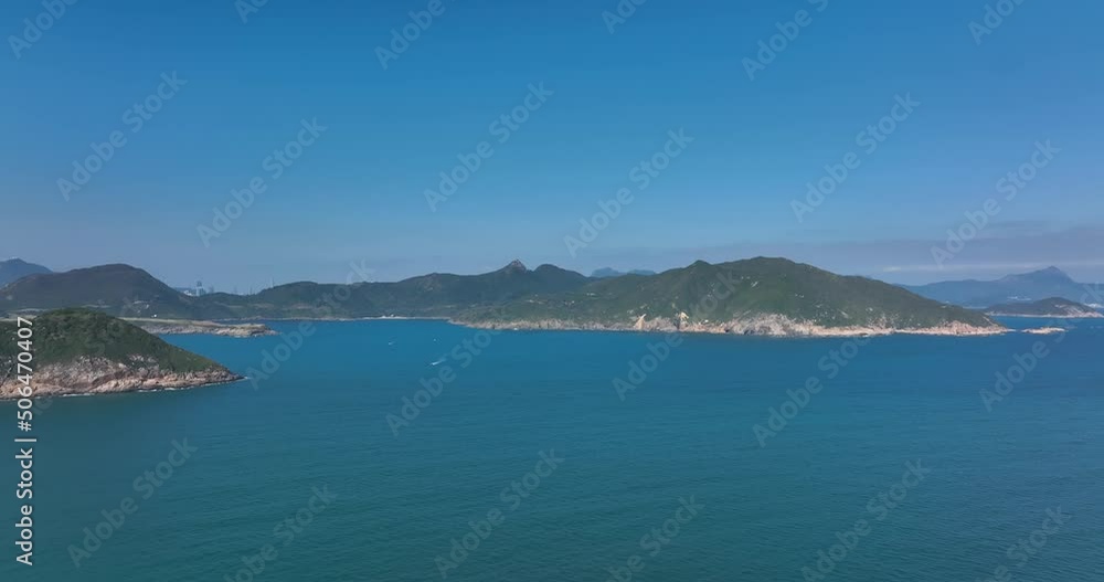 Drone fly over Hong Kong Sai Kung landscape Drone fly over Hong Kong Sai Kung landscape