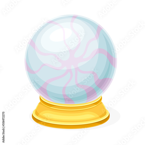 Crystal Ball or Orbuculum as Magical Object and Witchcraft Item Vector Illustration