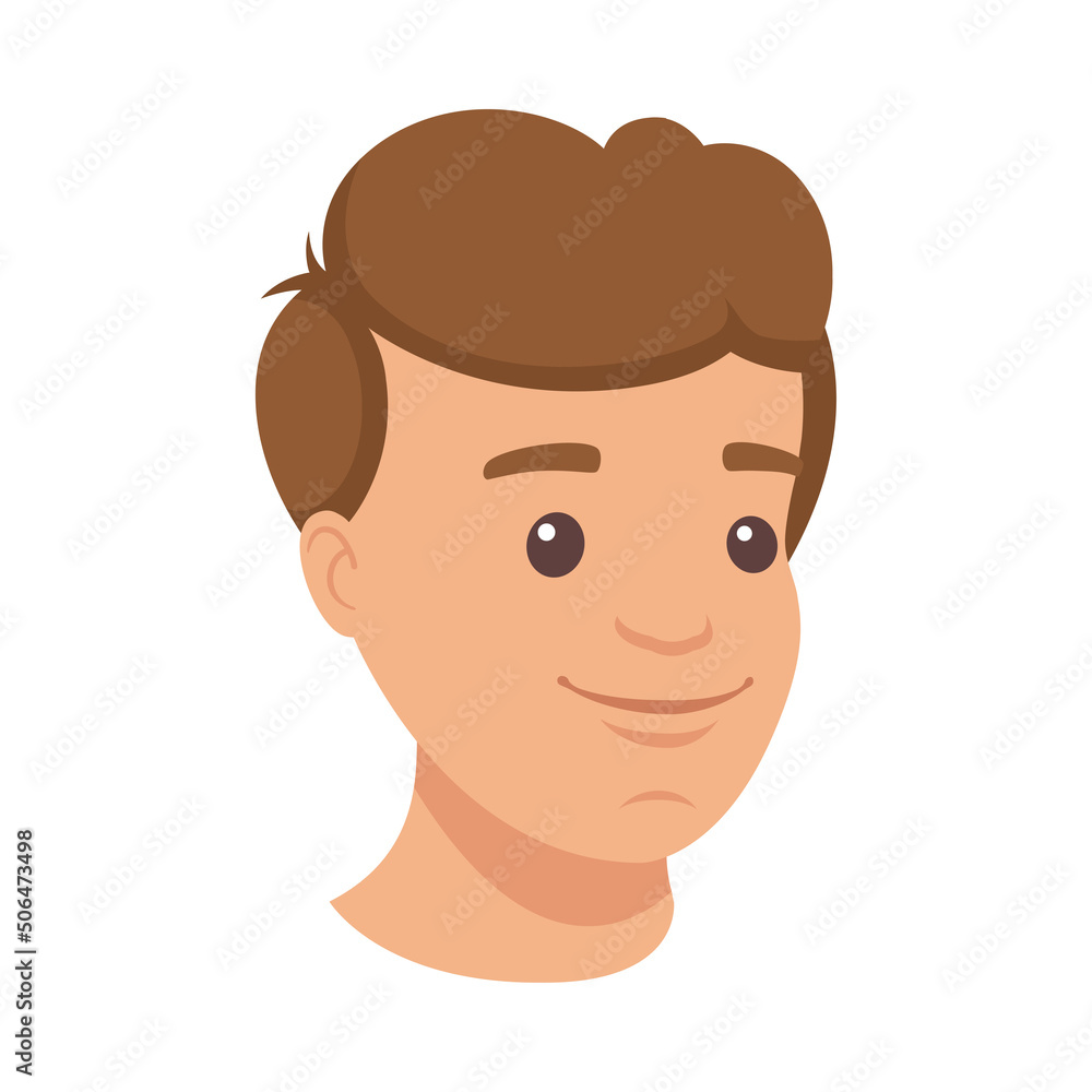 Handsome Brunet Man Character with Smiling Face Demonstrating Emotion Vector Illustration