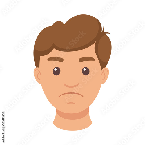 Handsome Brunet Man Character with Sad Face Demonstrating Emotion Vector Illustration