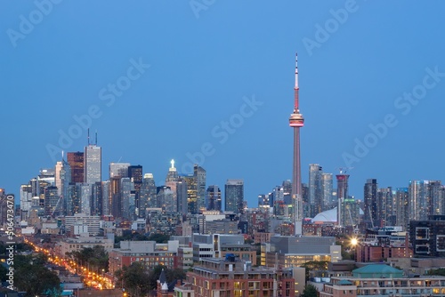 The financial district of Toronto Canada at dusk