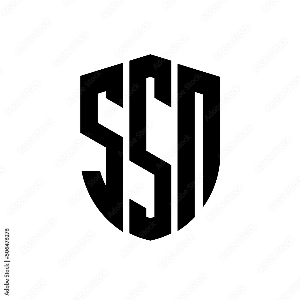 SSN letter logo design. SSN modern letter logo with black background ...