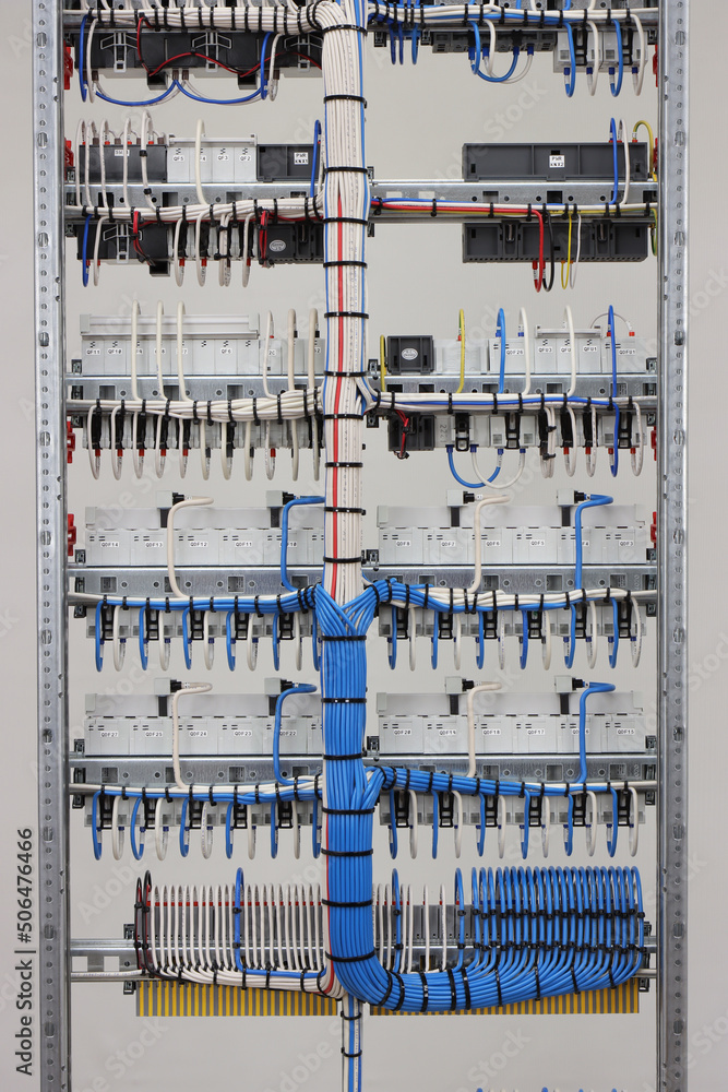 Connection from the back of the control panel with electrical wires.