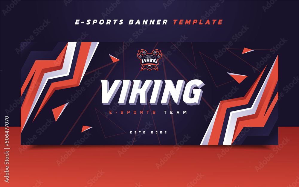Viking Esports Gaming Banner Template with Logo for Social Media