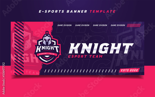 Knight Esports Gaming Banner Template with Logo for Social Media