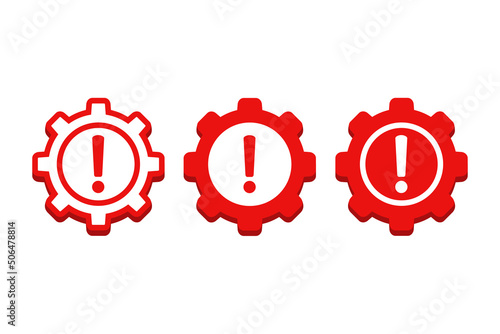 Gear warning exclamation mark. Vector illustration